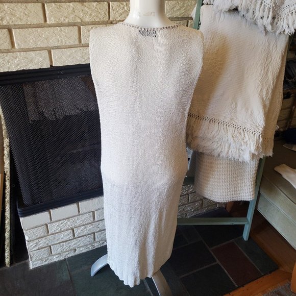 Mon Tricot vintage Boho sleeveless knit Tunic Cardigan Sweater/swim cover O/S - Picture 5 of 6